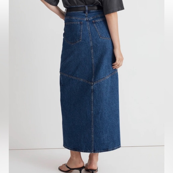 Madewell Sz 27 skirt mid rise Denim Maxi blue jean Classic Minimalist Capsule - Picture 2 of 8